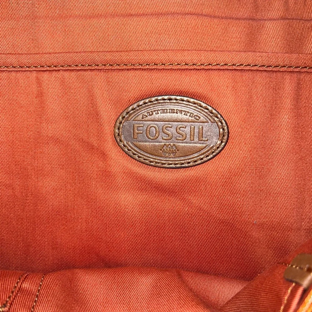 Fossil Canvas Leather Corners Crossbody Messenger Bag Y2K